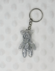 Sleutelhanger Teddy bear - Zilver flakes