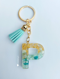 Letter P - Mint groen en goud ♡ mint kwastje
