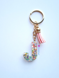Letter J -  Multicolor vlinder ♡ roze