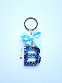 Letter B -  Blauw Stone & gold flakes ♡ Stik