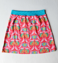 Rokje Bloemen Rood Blauw - Maat 134