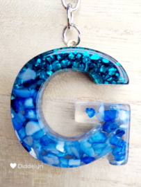 Letter G -  Blauw Stone ♡ blauw kwastje