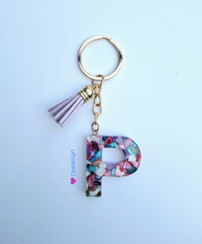 Letter P -  Multicolor Stone ♡ lila kwastje