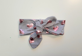 Knoop haarband klein - Glitter hartjes