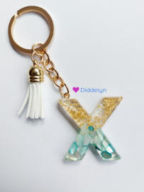 Letter X - Mint groen en goud ♡ kwastje wit