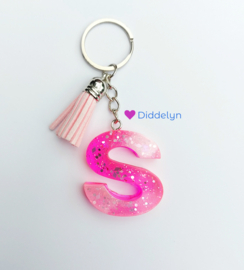 Letter S -  Roze glitter