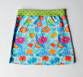 Rokje Bloemen Blauw- Maat 128