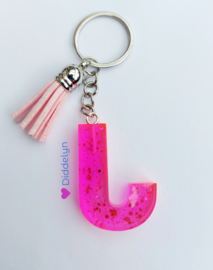 Letter J -  Roze glitter