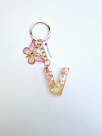 Letter V -  Stone Roze ♡ Vlinder
