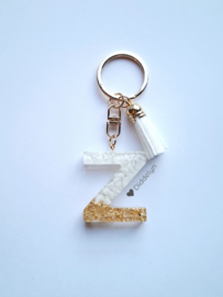 Letter Z -  Wit met goud ♡ wit kwastje