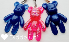 Sleutelhanger Teddy bear - Fel roze glitter