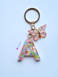 Letter A -  Multicolor hartjes ♡ Vlinder