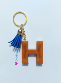 Letter H -  Brons & Goud ♡ blauw kwastje
