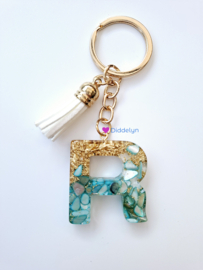 Letter R - Mint groen en goud ♡ Wit kwastje