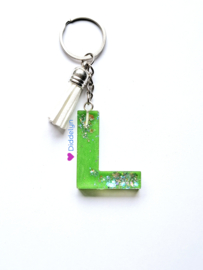 Letter L -  Groen glitter ♡ Wit