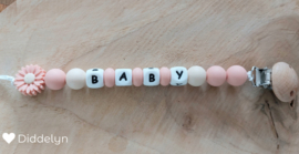 Speenkoord Blush Roze "Baby" - naam