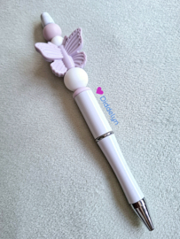 Pen wit  - paarse vlinder