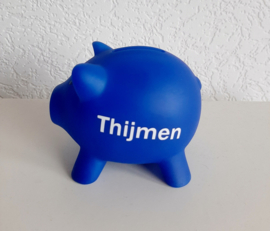 Spaarvarken met naam - blauw