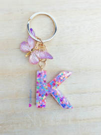 Letter K -  Multicolor sterretjes ♡ vlinder paars