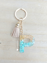 Letter P - Mint groen en goud ♡ beige kwastje