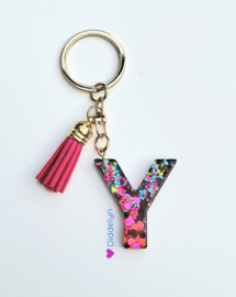 Letter Y -  Multicolor Fuchsia ♡ roze kwastje