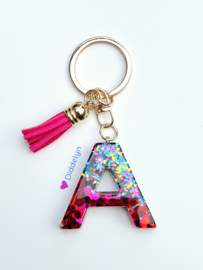 Letter A -  Multicolor Fuchsia ♡ roze kwastje