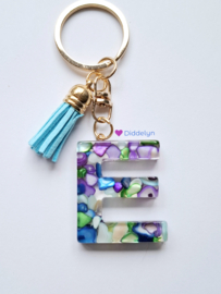 Letter E -  Multicolor Stone paars ♡ Aqua