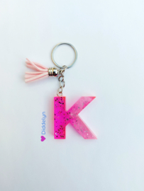 Letter K -  Roze glitter