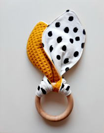 Bijtring knuffeldoek Dots & oker