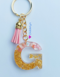 Letter G -  Stone Roze ♡ roze kwastje