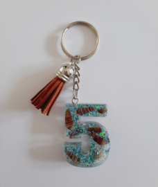 Cijfer 5 - Schelpen glitter