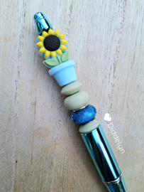 Pen blauw glans - zonnebloem blauw