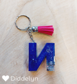 Letter N -  Blauw glitter clear