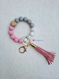 Sleutelhanger - Roze met grijs