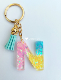 Letter N - Roze, geel en blauw