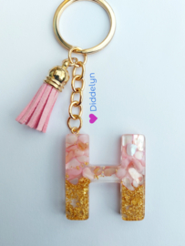 Letter H -  Stone Roze ♡ roze kwastje
