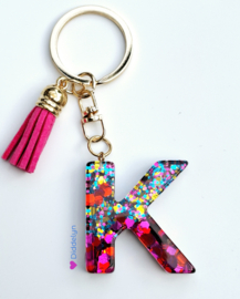 Letter K -  Multicolor Fuchsia ♡ roze kwastje