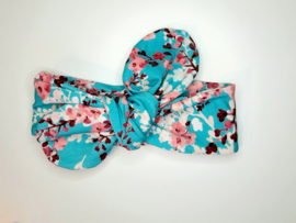 Knoop haarband groot - Blue flower