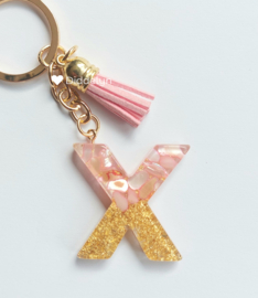 Letter X -  Stone Roze ♡ roze kwastje