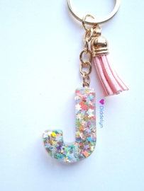Letter J -  Multicolor vlinder ♡ roze