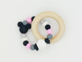 Bijtring Black, White with pink 13.