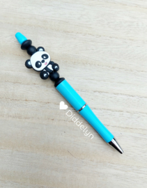 Pen aqua blauw - Panda ♡ zwart