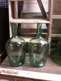 Brocante, oude, gistfles, slank, groen