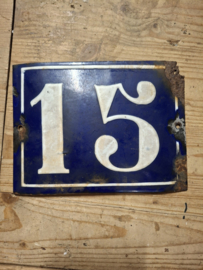 Emaille huisnummer 15