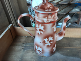 Emaille bruine theepot