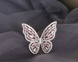 Vlinder ring pink