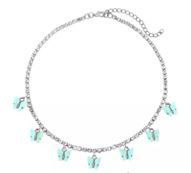 aqua vlinder ketting