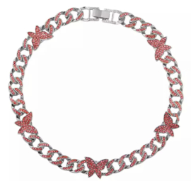 Bling Diamond Vlinder pink silver