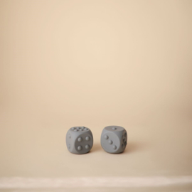 Mushie siliconen dobbelstenen blauw/grijs