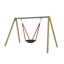 Hardhouten schommelframe met vogelnestschommel